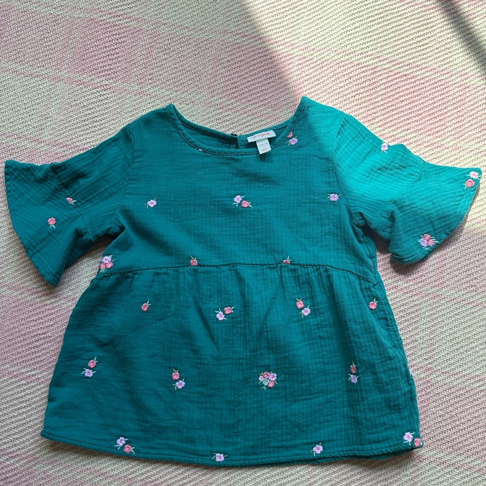 Cat & Jack Teal Floral Kids Blouse